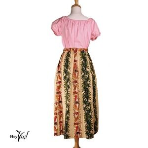 Vintage Skirt Made from Hawaiian Trendtex Fabric w Tropical Theme Sz XL -Hey Viv